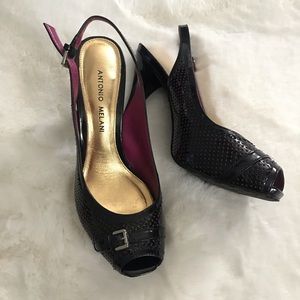 Antonio Melani 8 black pink slingback heels
